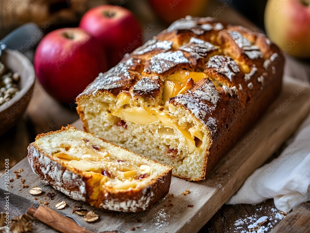 Apple bread with a slice of cheese Apple bread with a slice of cheese