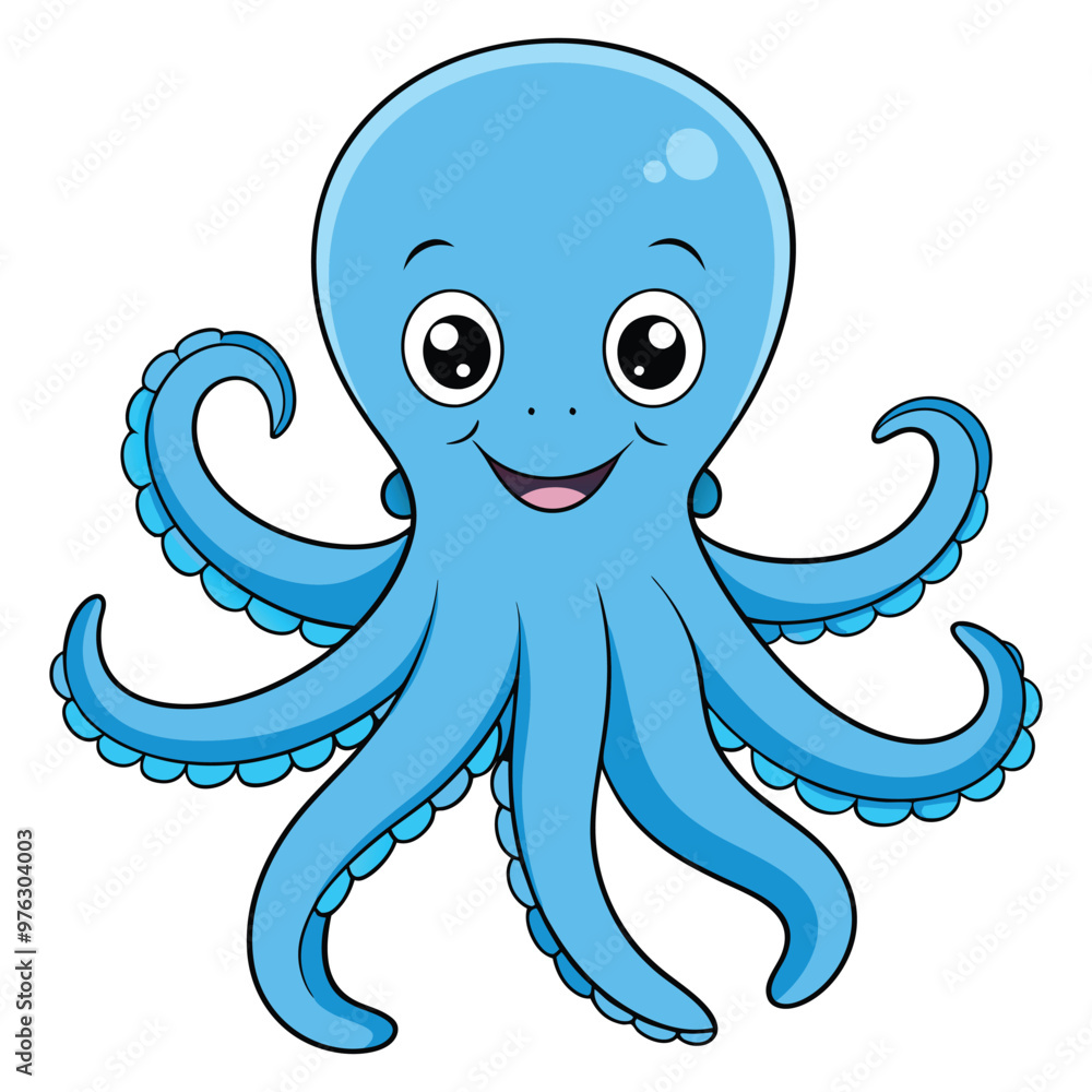 A cartoon octopus with a happy face A cartoon octopus with a happy face