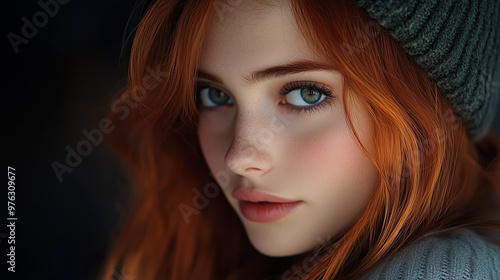 closeup portrait of a young redheaded woman