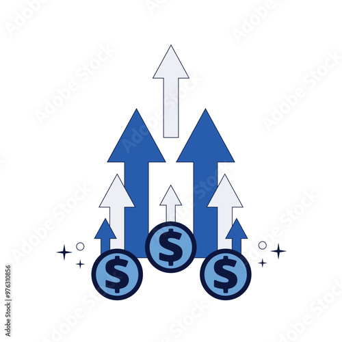 Financial growth, business development strategy. Vector illustration