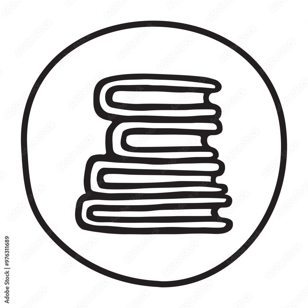 Doodle pile of books icon. Hand drawn book, journal or notebook symbol. PNG isolated on transparent background and vector illustration Doodle pile of books icon. Hand drawn book, journal or notebook symbol. PNG isolated on transparent background and vector illustration
