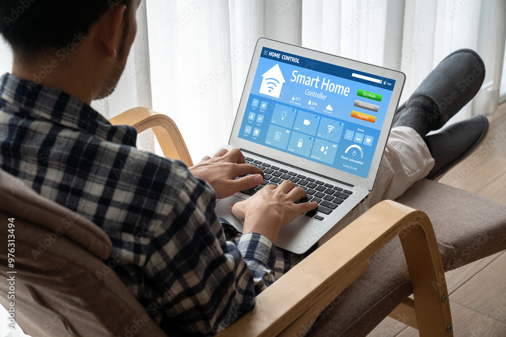 Smart home technology, centric remote control system with digital dashboard for air conditioning, safety security network or house automation. App software, ui panel programming IOT monitor snugly Smart home technology, centric remote control system with digital dashboard for air conditioning, safety security network or house automation. App software, ui panel programming IOT monitor snugly