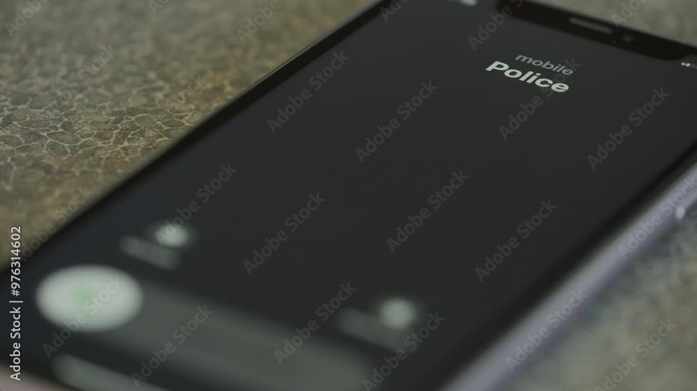 Incoming call from police on smartphone macro video. Incoming call from police on smartphone macro video.