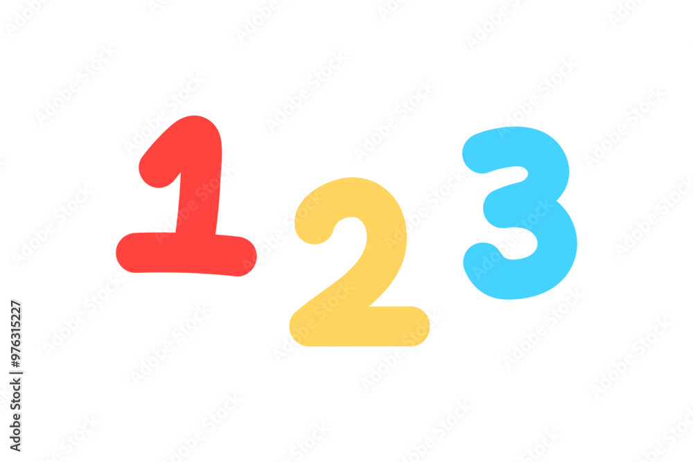 Hand drawn colorful number 123 doodle. Education, preschool, fun, children, learning concepts. Flat decorative vector design isolated illustration. Hand drawn colorful number 123 doodle. Education, preschool, fun, children, learning concepts. Flat decorative vector design isolated illustration.