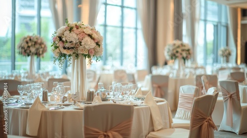 Decorated the hall and wedding tables. photo