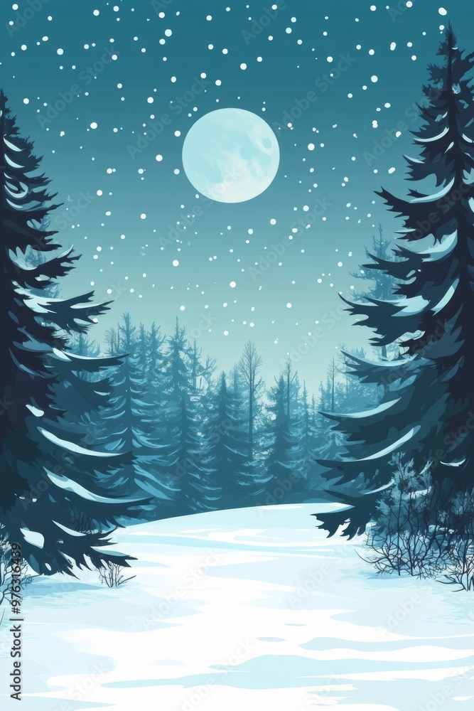 Obraz premium Abstract vector illustration of a christmas winter landscape background for seasonal design