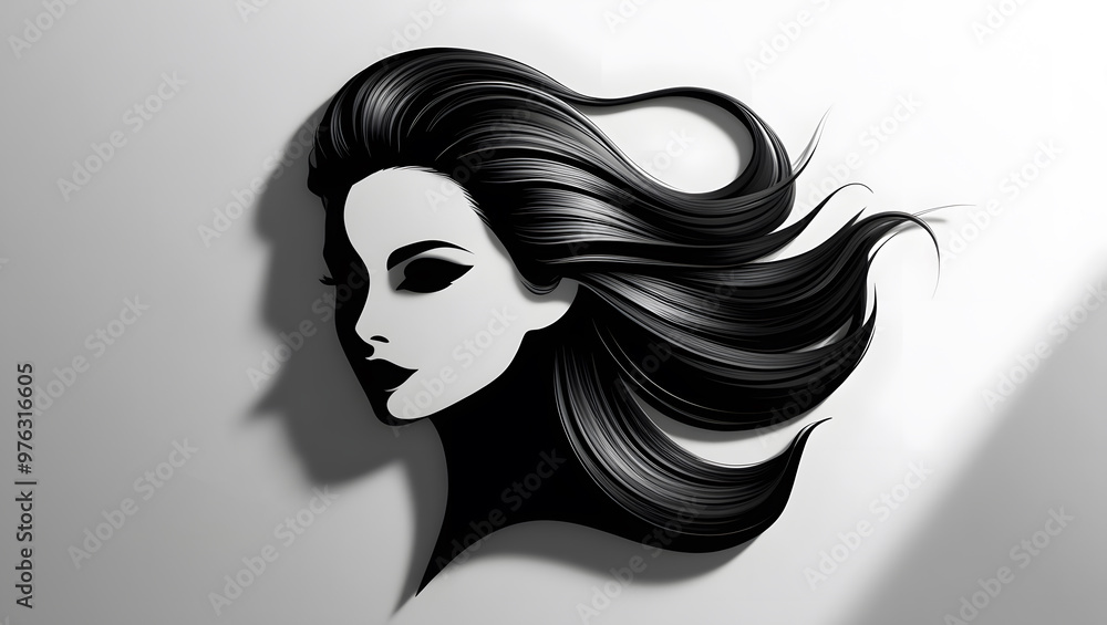 Elegant portrait of a glamorous woman with long hair, showcasing beauty and style in a sophisticated illustration. Elegant portrait of a glamorous woman with long hair, showcasing beauty and style in a sophisticated illustration.
