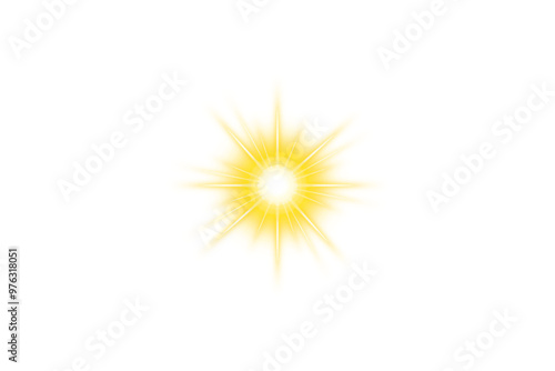 Gold light effect. Starlight sparkle. Lens flare. Sun, Sun light effect with sparkles. Light flare shine isolated on transparent background. Magic glow, Galaxy, Space overlays. Starburst, Light PNG