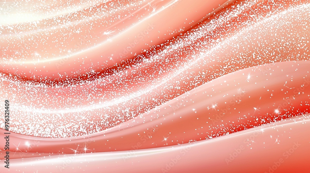 Red and White Abstract Background with White Stars and Sparkles atop and Below the Wave Red and White Abstract Background with White Stars and Sparkles atop and Below the Wave