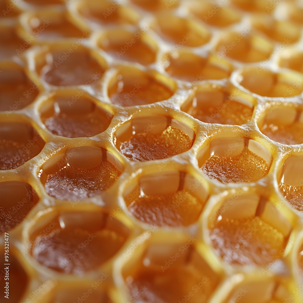 Close-Up View of Bees on a Symmetrical Honeycomb Wheel Photo Close-Up View of Bees on a Symmetrical Honeycomb Wheel Photo
