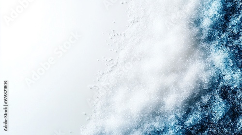  White powder sits atop a blue-white table next to a blue-white wall