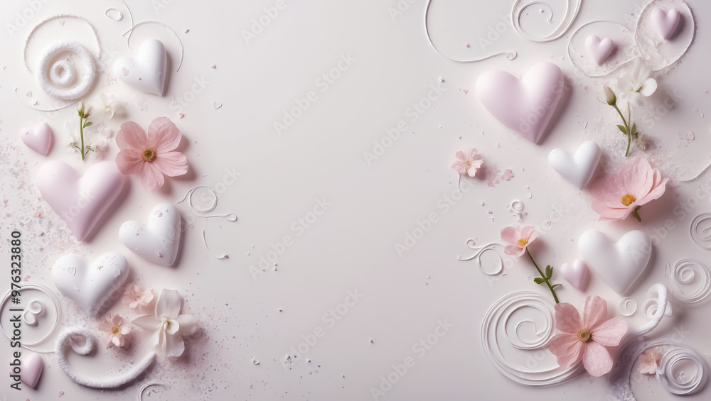 Beautiful background with hearts and flowers Beautiful background with hearts and flowers