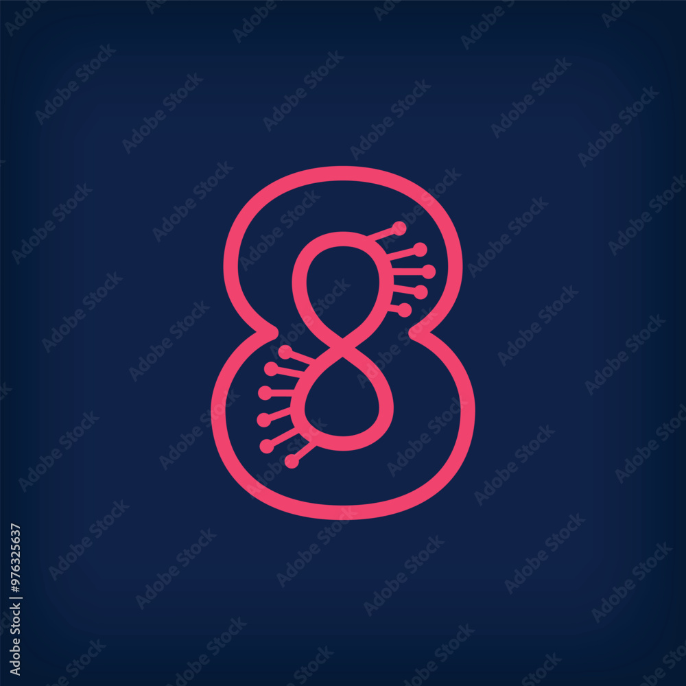 DNA form design from the number 8, Number eight logo. Health, science research and laboratory sector. DNA form design from the number 8, Number eight logo. Health, science research and laboratory sector.