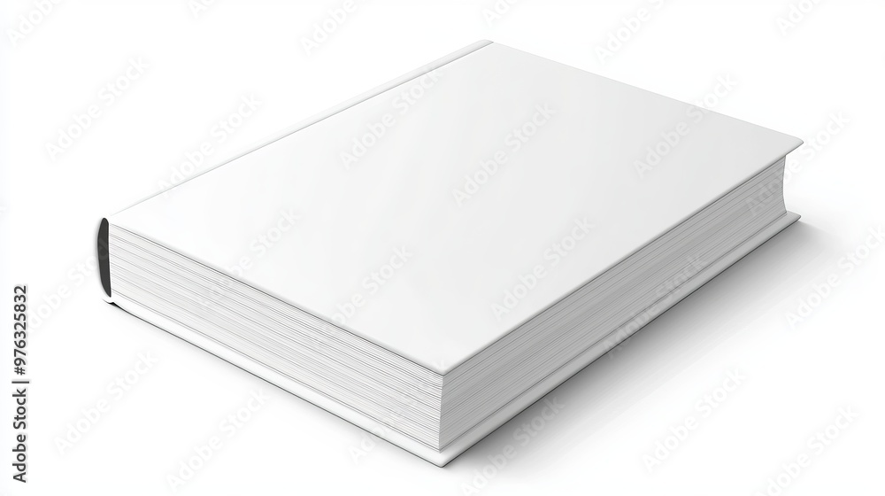 3D illustration of a closed vertical book magazine or notebook mockup featuring a blank white cover isolated on a white background 3D illustration of a closed vertical book magazine or notebook mockup featuring a blank white cover isolated on a white background