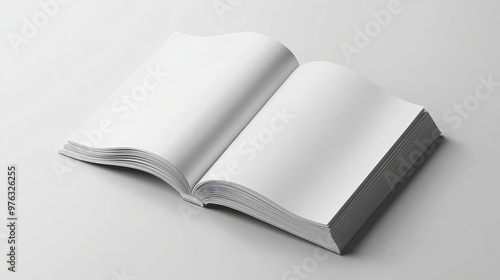 3D illustration of a square brochure magazine book or catalog mockup isolated on a soft gray background