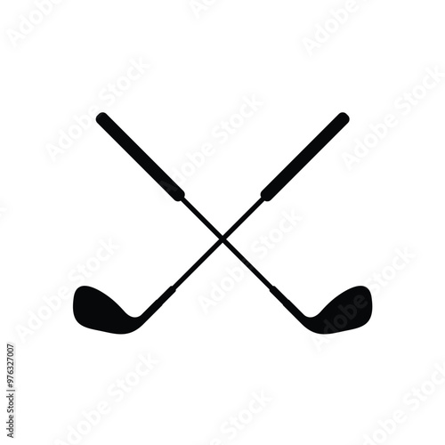 Crossed golf stick outdoor premium sport logo design vector