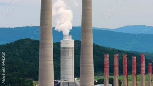 Large thermal Kingston power plant in Roane County near Kingston, Tennessee. Coal used as fossil fuel for electric energy production in American grid. photo