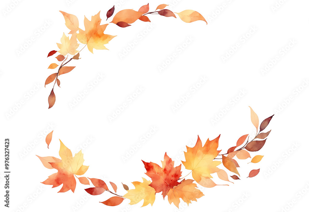 Fototapeta premium Autumn Leaves Wreath on a transparent background