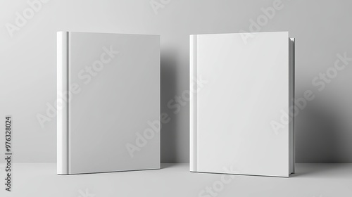 3D vector mockup of a white book cover featuring clean front and back cover templates