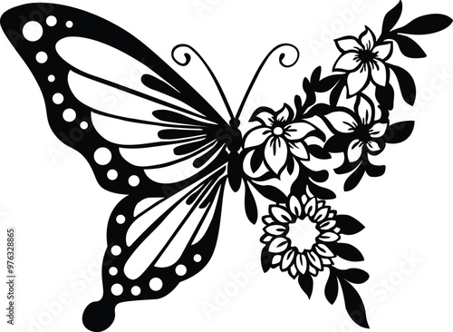 Elegant butterfly vector silhouette for digital art, vector, cartoon, clipart, and line art designs.