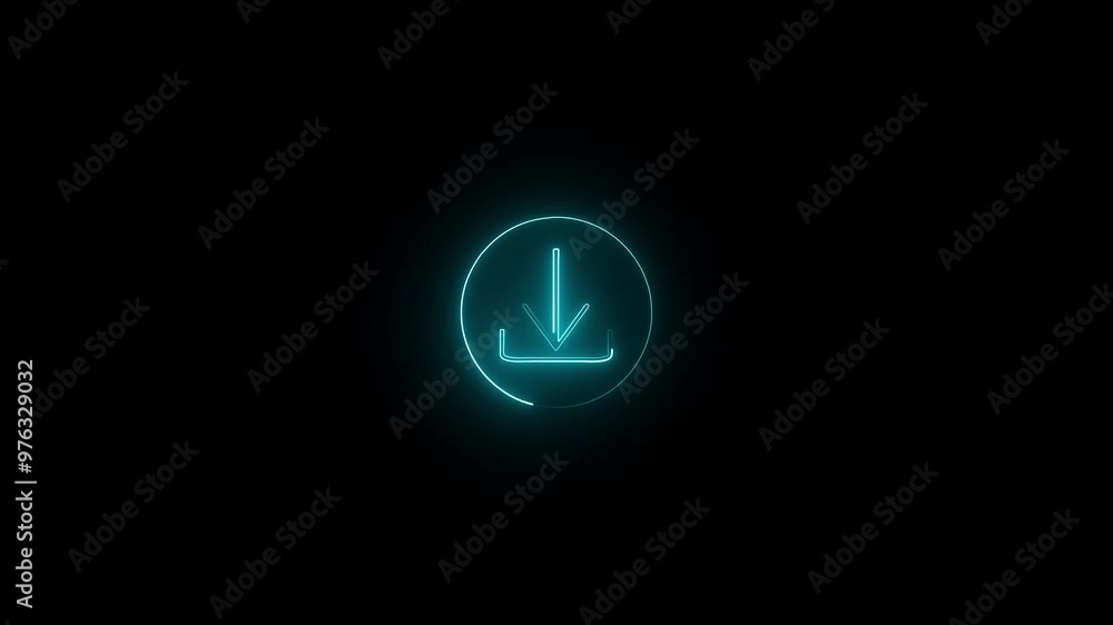 Abstract neon downloading icon animation. after download for successful. on background. Abstract neon downloading icon animation. after download for successful. on background.