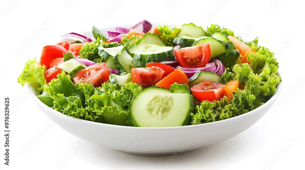 A wholesome salad bowl with vibrant colors, isolated on a white backdrop A wholesome salad bowl with vibrant colors, isolated on a white backdrop