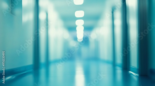 Blurred background of a luxury hospital corridor featuring a defocused effect Represents a clinic interior focusing on healthcare and medical concepts