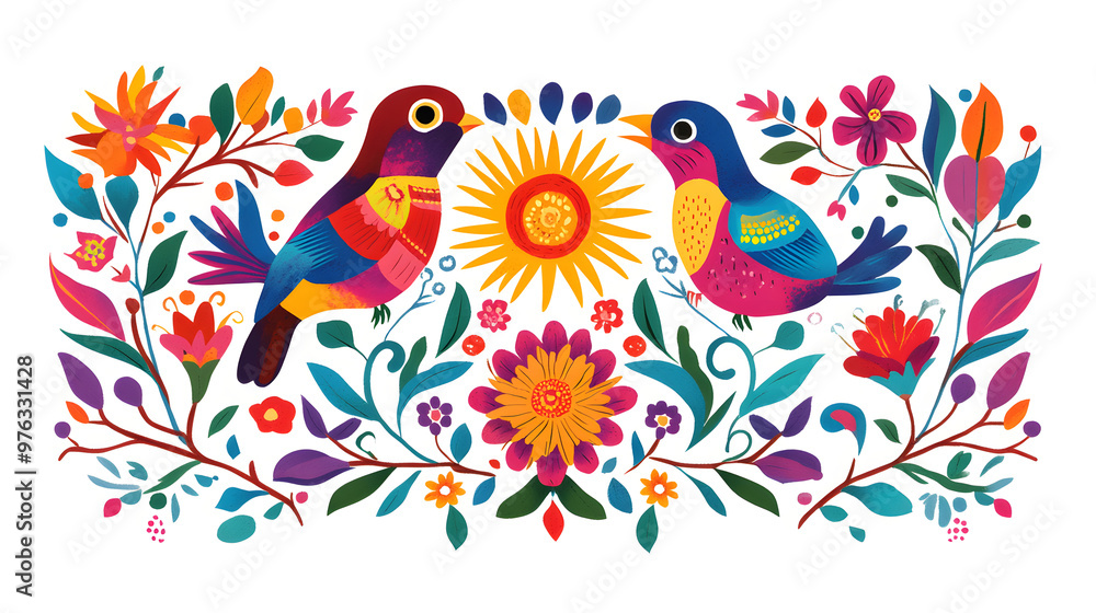 Obraz premium Mexican Folk Art Sticker Design