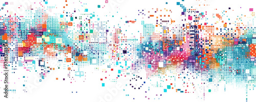 Abstract pixel grid pattern pixel art on white isolated background, vector design.