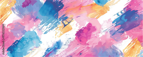 Abstract watercolor brush strokes seamless pattern background, artistic and colorful paint splashes, vector pattern.