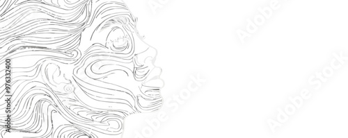 A woman's face is drawn in a stylized way with a lot of detail