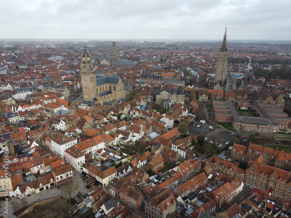 Brugge from an aerial perspective, highlighting its historical charm, architectural beauty, and scenic waterways
Brugge from an aerial perspective, highlighting its historical charm, architectural beauty, and scenic waterways
