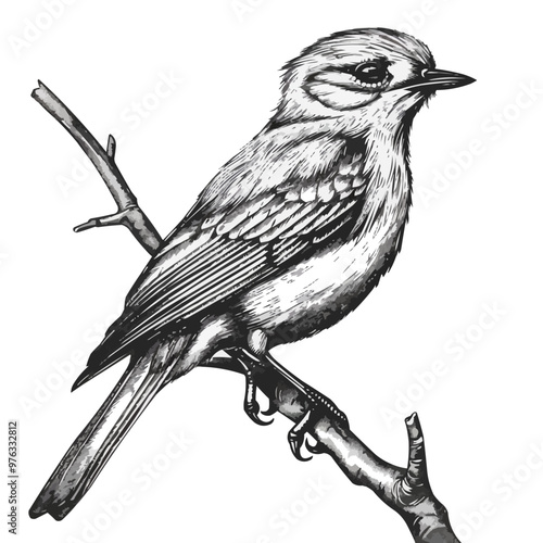 A bird is perched on a branch