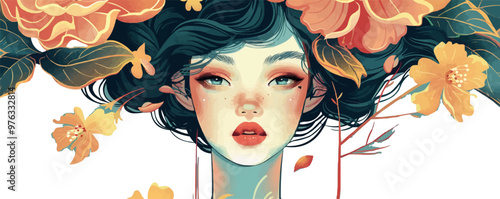 A woman with a flower headdress