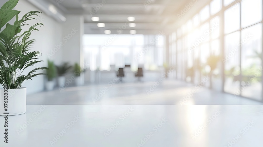 Blurred image of a white open space office interior suitable for use as a background Blurred image of a white open space office interior suitable for use as a background