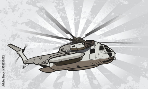 Vector graphic of a heavy-lift transport helicopter