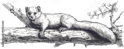 marten Engraving style. Simple pencil drawing. vector simple illustration