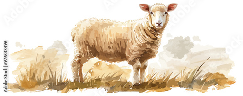 sheep in watercolor style. Isolated vector illustration