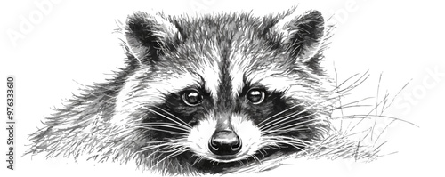 raccoon Engraving style. Simple pencil drawing. vector simple illustration