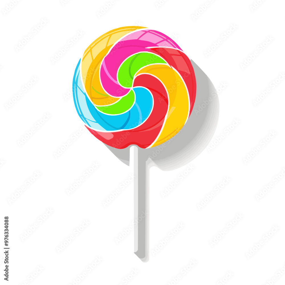 Colorful lollipop icon flat on white isolated background, vector design.