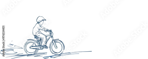 A child is riding a bicycle