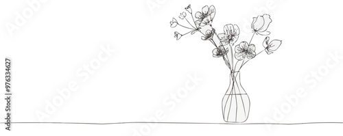A vase with flowers in it sits on a table