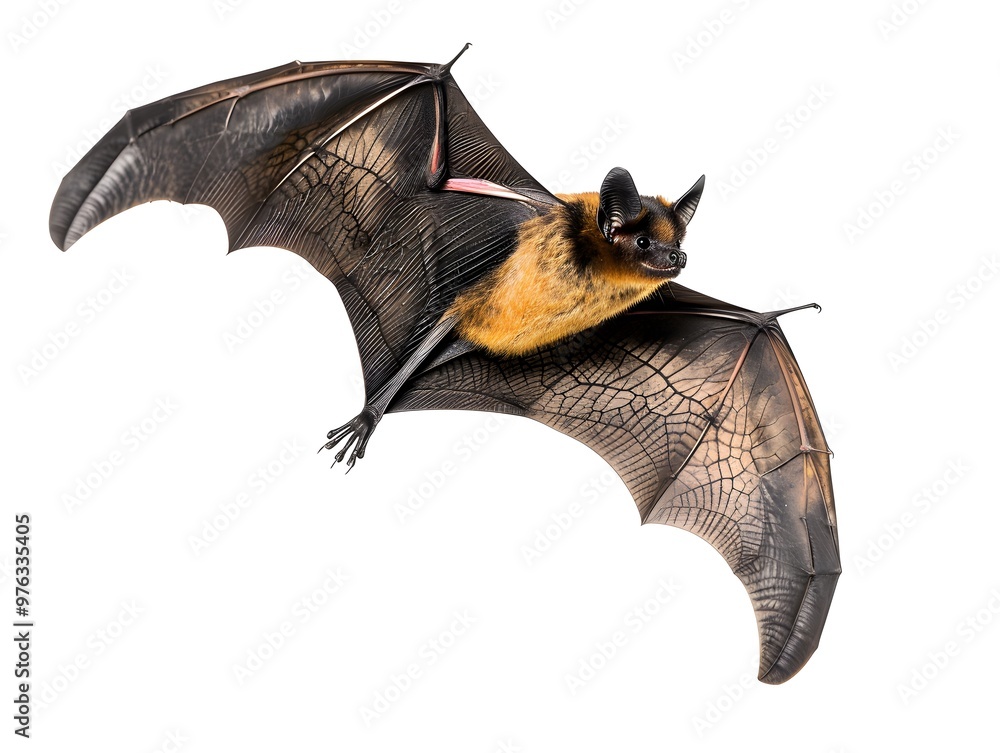 Obraz premium Bat in flight. Wing flap. Isolated white background