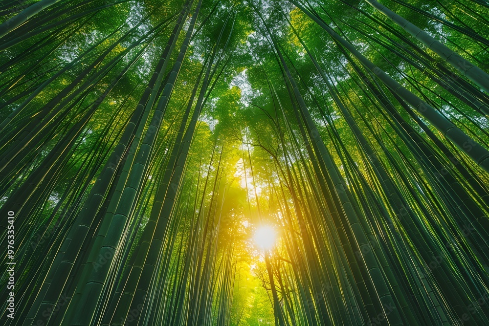 Serene Bamboo Grove Bathed in Golden Sunlight Serene Bamboo Grove Bathed in Golden Sunlight