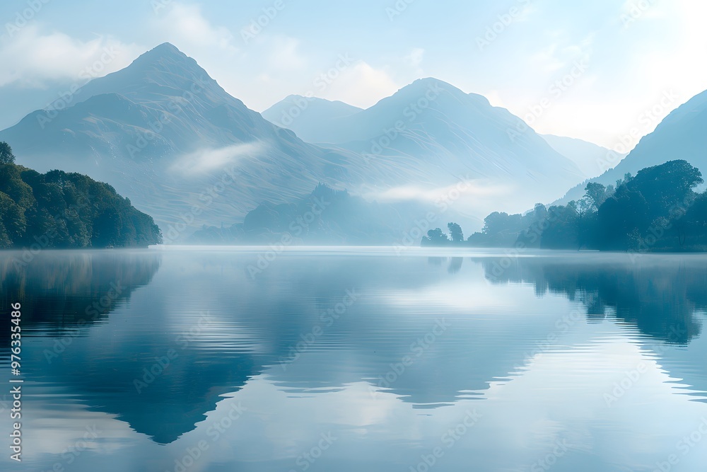 Serene Mountain Reflections on a Tranquil Lake at Dawn Serene Mountain Reflections on a Tranquil Lake at Dawn