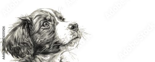 puppy Engraving style. Simple pencil drawing vector