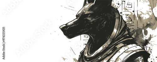 Anubis portrait sketch hand drawn. vector simple illustration