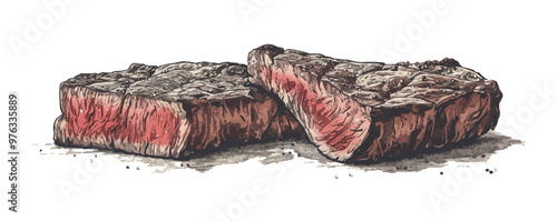 Steak beef hand drawn sketch Latin American food Restaurant business concept.Vector illustration