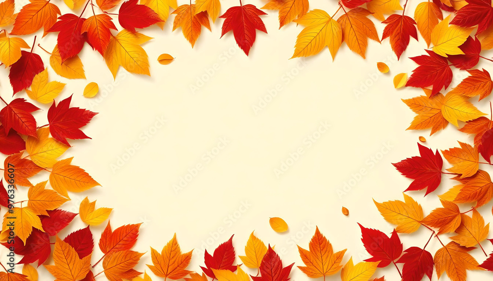 Brilliant autumn hues of yellow, red, and orange leaves create a stunning natural frame, capturing the essence of fall’s vibrant beauty and seasonal transformation background Brilliant autumn hues of yellow, red, and orange leaves create a stunning natural frame, capturing the essence of fall’s vibrant beauty and seasonal transformation background