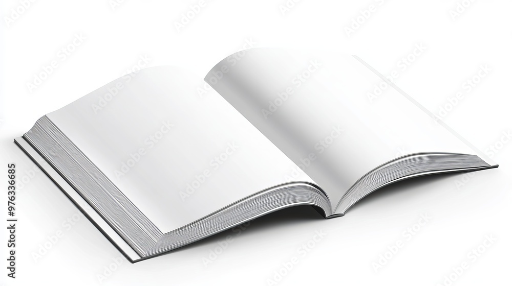 Realistic mockup of a blank magazine shown over a white background Realistic mockup of a blank magazine shown over a white background